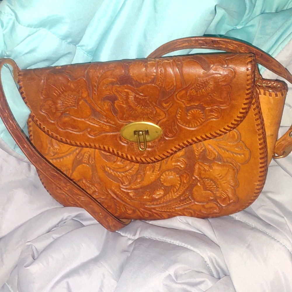 Fabulous Hand Tooled and Hand Sewn Leather Bag